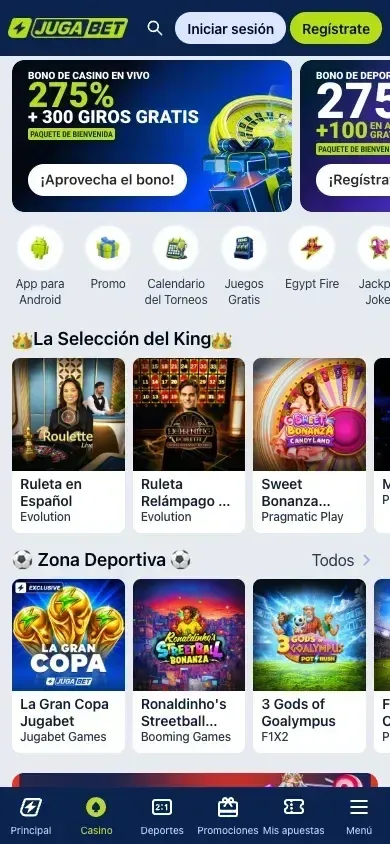 Formulario de registro de JugaBet en el celular, con teléfono, correo y contraseña